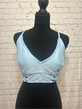 Jessica Simpson Light Blue Textured Cropped Bikini Top and Bottoms